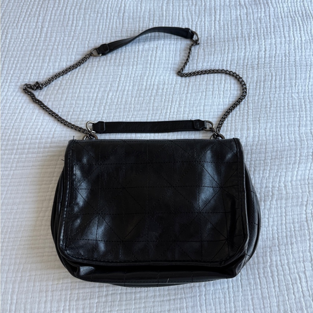 ZARA Black Quilted Crossbody Bag Chain Strap Detachable Adjustable Silver HW - Picture 3 of 6